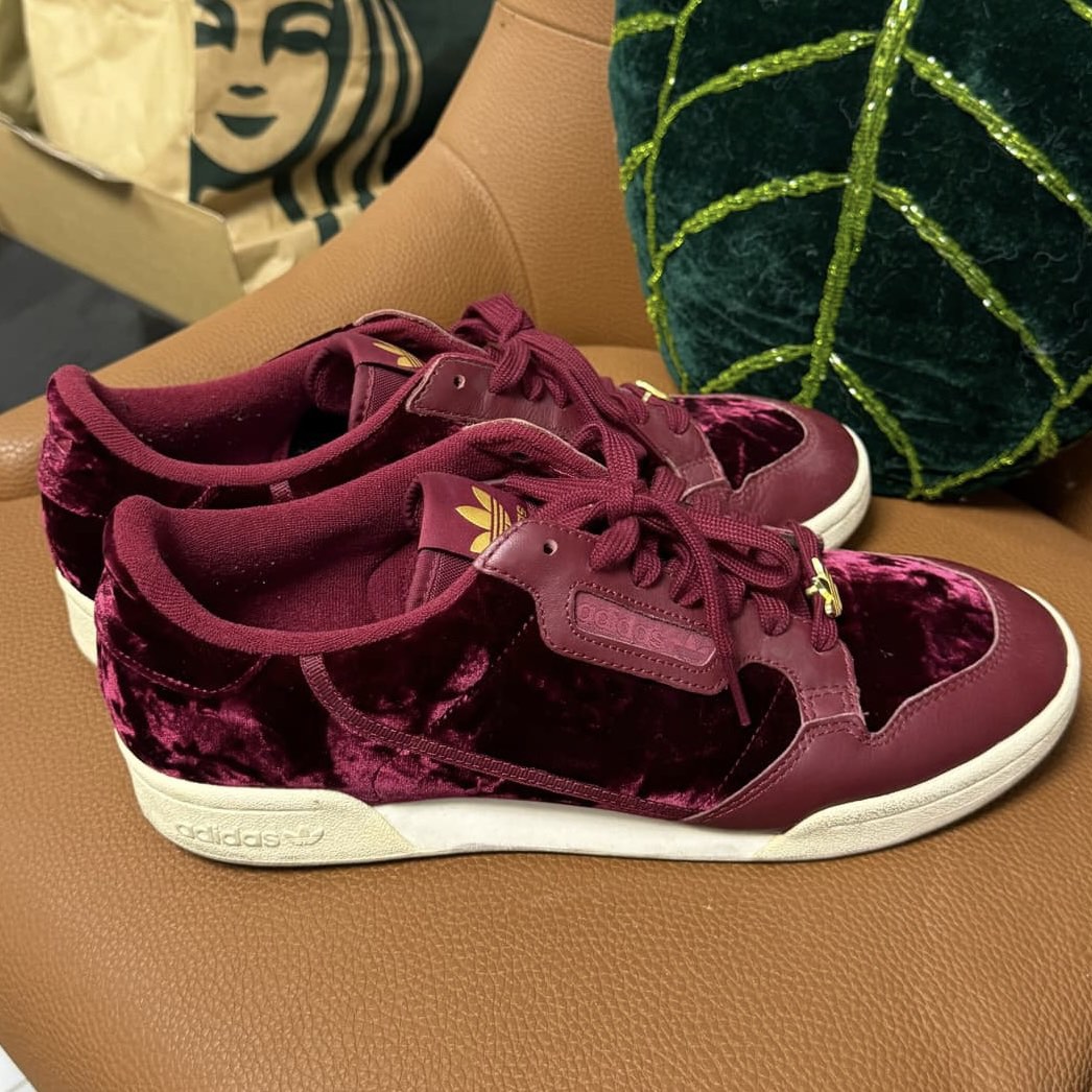 Adidas Continental 80 Collegiate Burgundy Velvet Men s Fashion Footwear Sneakers on Carousell