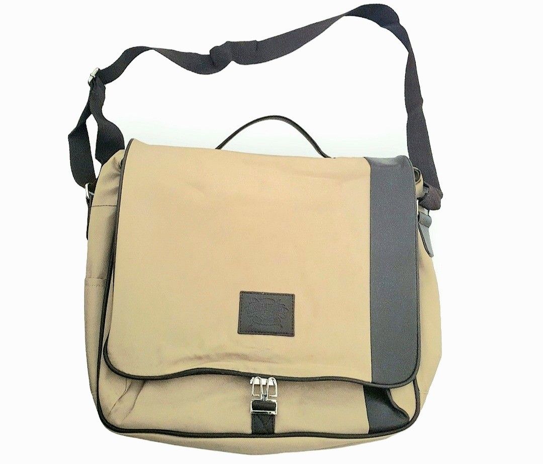 Classy Vintage Durable Kaki color Sling Bag Messenger Bag high quality PVC leather and thick suede like canvas approx 35 x 30 cm Chivas Logo