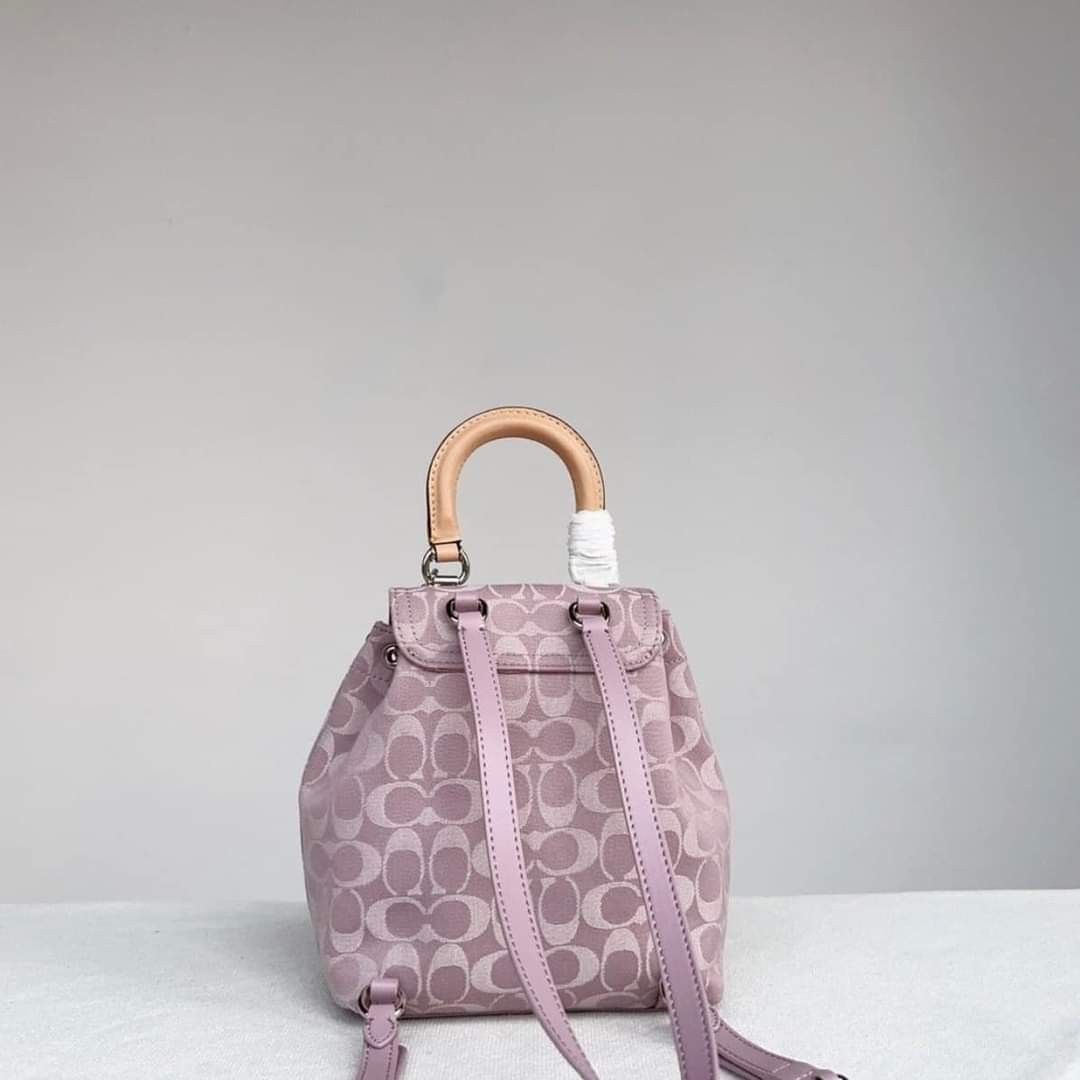 Coach Mini Riya Backpack in Signature Jacquard Purple, Women's Fashion ...