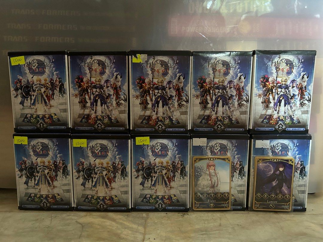 Fate Grand Order Duel Figures (Category: Figurines & Statues) located in Quezon City. Submitted by andrewbernardo95 (Listing ID 1331847441, Image 1). Description: Fate Grand Order Duel Figures Most are BIB, w/ complete accessories and cards Series 1 Scáthach Queen Medb Merlin (no box) King Hassan / “The Old Man of the Mountain” Cú Chulainn Alter (no box) Series 2 Euryale Gilles de Rais Asterios Series 3 Jeanne d’Arc (Alter) Arjuna Stheno Medusa G