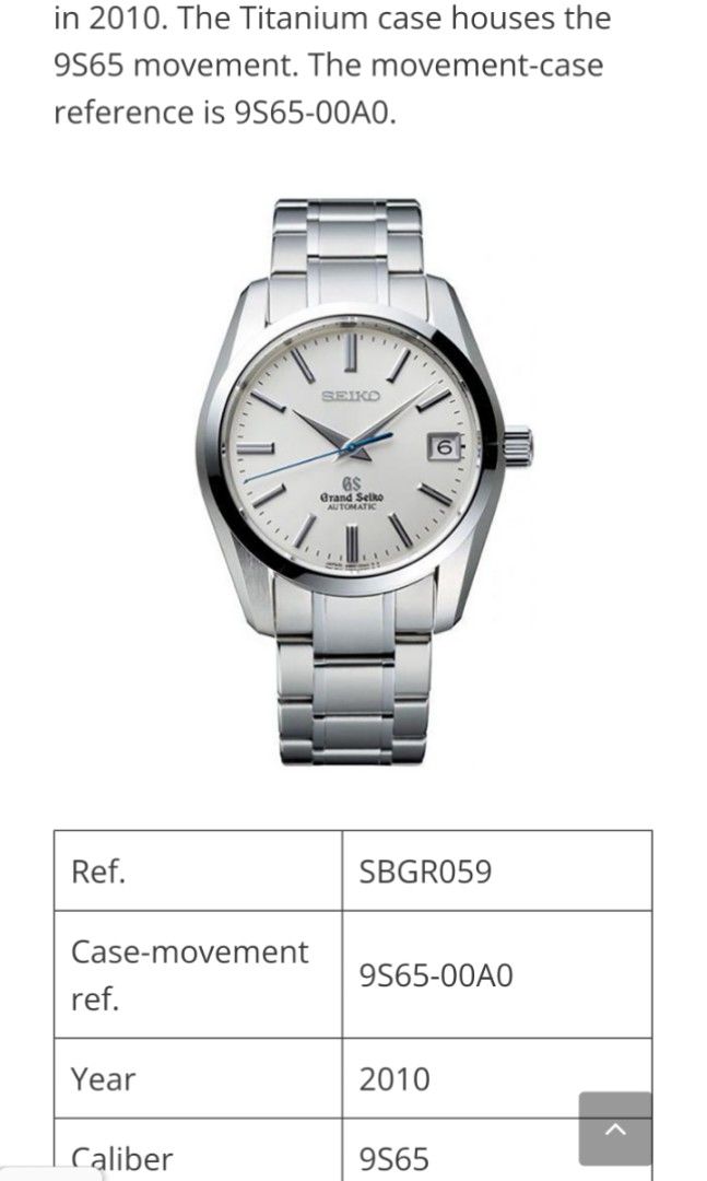 Grand Seiko SBGR059 titanium pristine condition