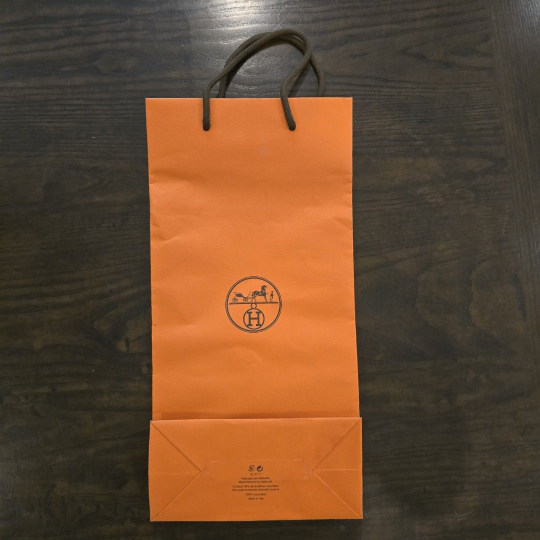 Hermes paper bag for neck tie (Category: Luxury Accessories) located in San Juan City. Submitted by super.saver8 (Listing ID 1331824783, Image 2). Description: Authentic Hermes paper bag perfect size for neck tie 3pcs available slightly wrinkled.