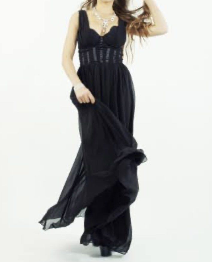 H&M Black Corset Chiffon Dress, Women's Fashion, Dresses & Sets, Evening  dresses & gowns on Carousell