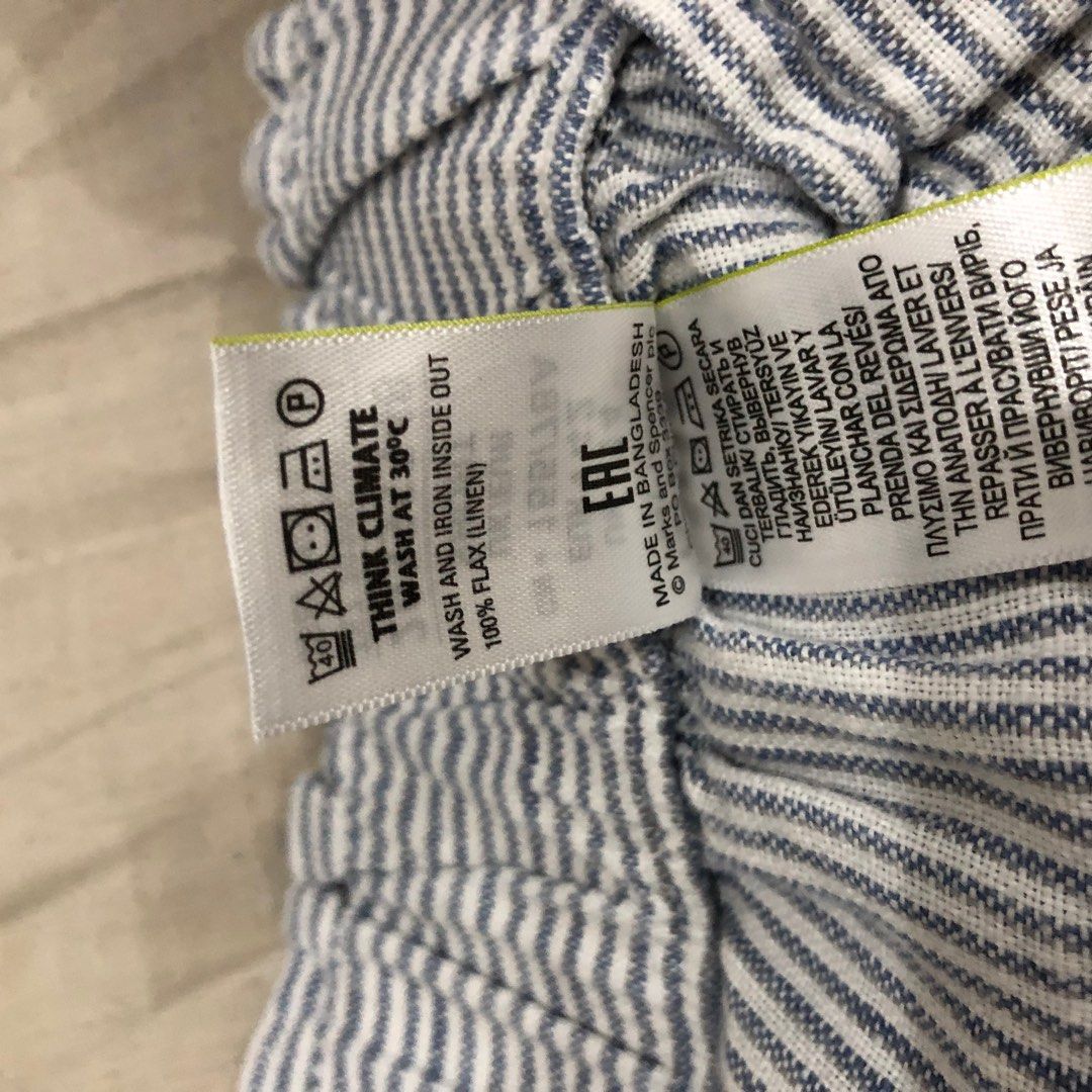 Marks And Spencer 100 Linen Wide Leg Cropped Pants, Women's Fashion