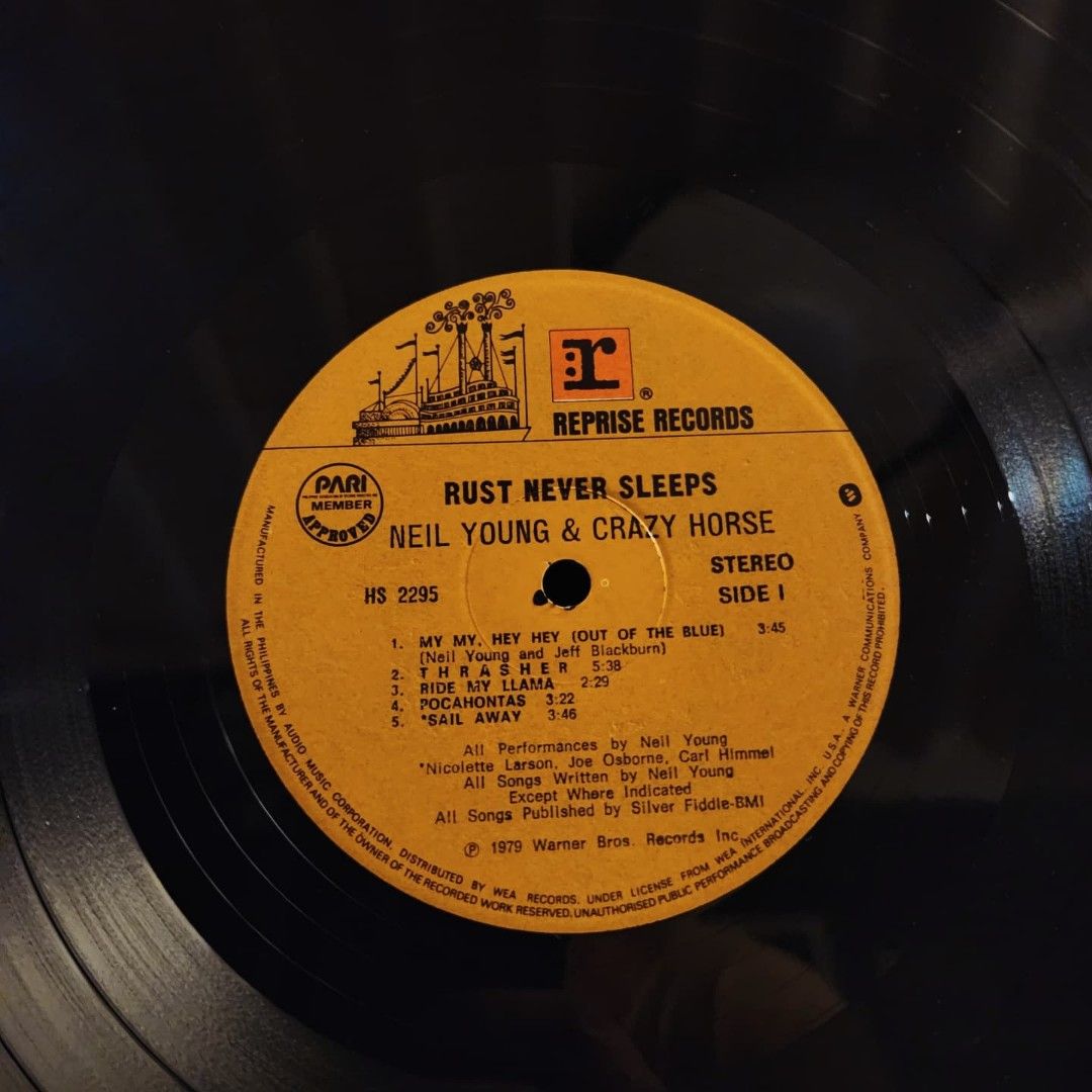 Neil Young & Crazy Horse - Rust Never Sleeps LP (Category: Vinyls) located in Caloocan City. Submitted by Secondhand_Sureshots (Listing ID 1331855484, Image 3). Description: Neil Young & Crazy Horse - Rust Never Sleeps Cover VG+ Media EX Php 1100 Domestic pressing. Clean copy #neilyoung #neilyoungandcrazyhorse #rustneversleeps #godfatherofgrunge #philippinepressing #vinylrecords #recordsforsale.