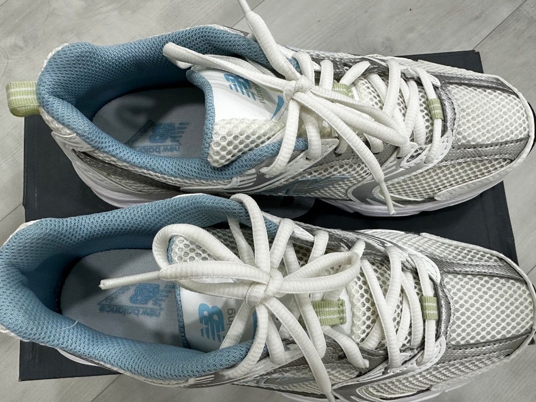 NEW BALANCE 530 MRW WHITE WITH SILVER METALLIC AND CHROME BLUE Women s Fashion Footwear Sneakers on Carousell
