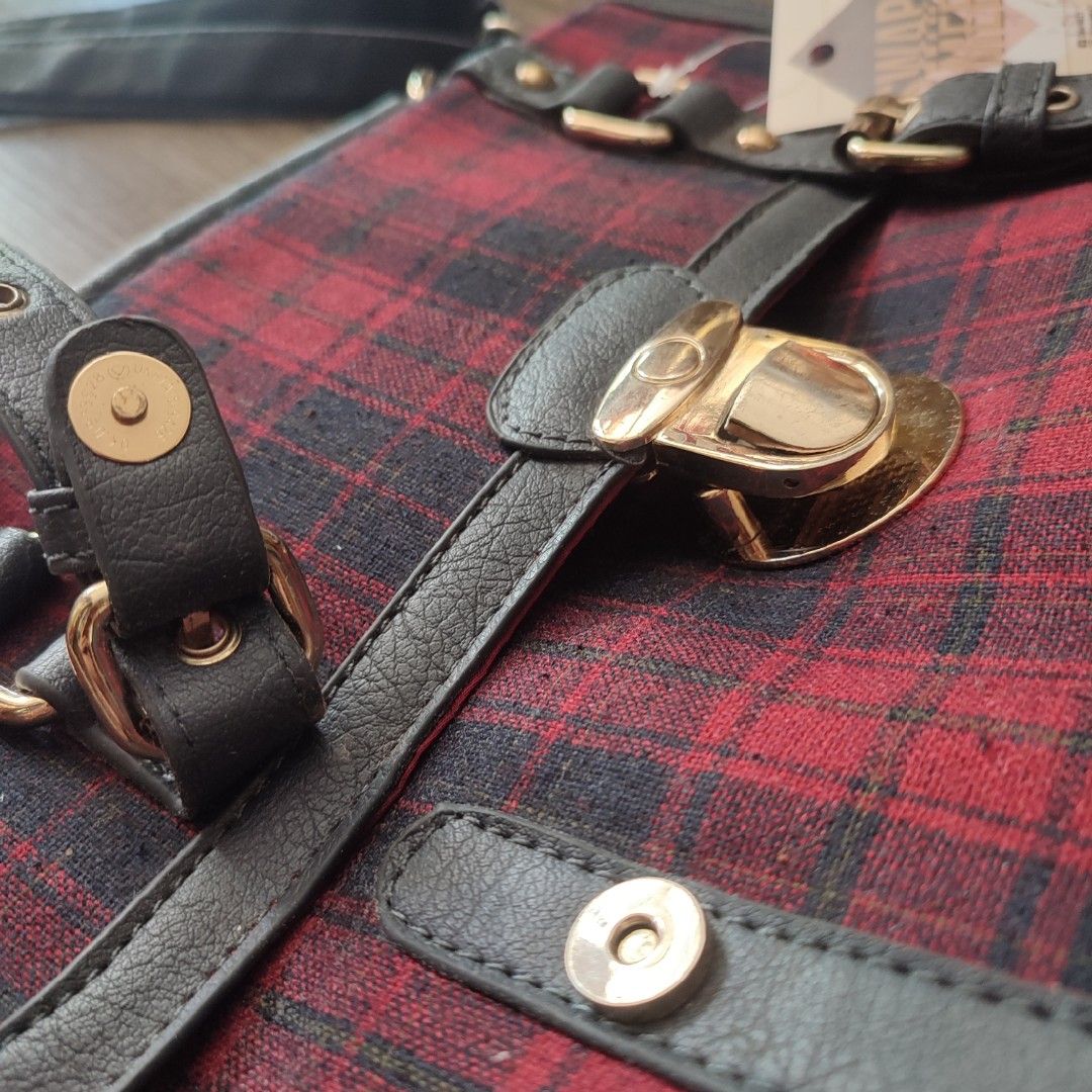 New Look Red Tartan Messenger Bag