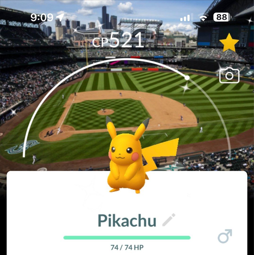 Pokemon Go Shiny Pikachu with Seattle Mariners MLB Background, Video