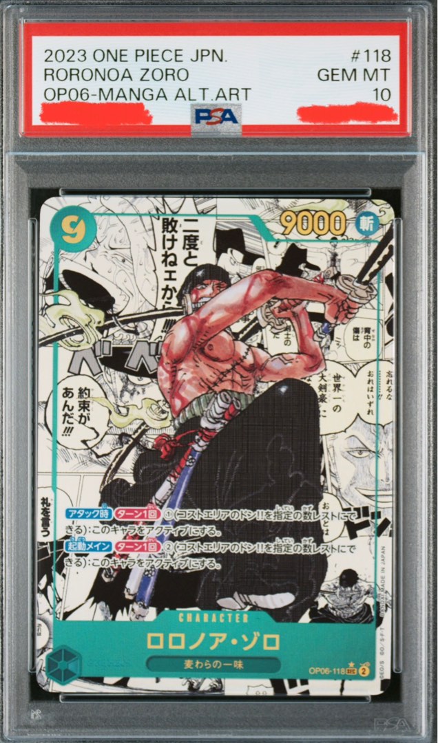 PSA 10) One Piece TCG Card Roronoa Zoro OP06-118 Manga Alternate