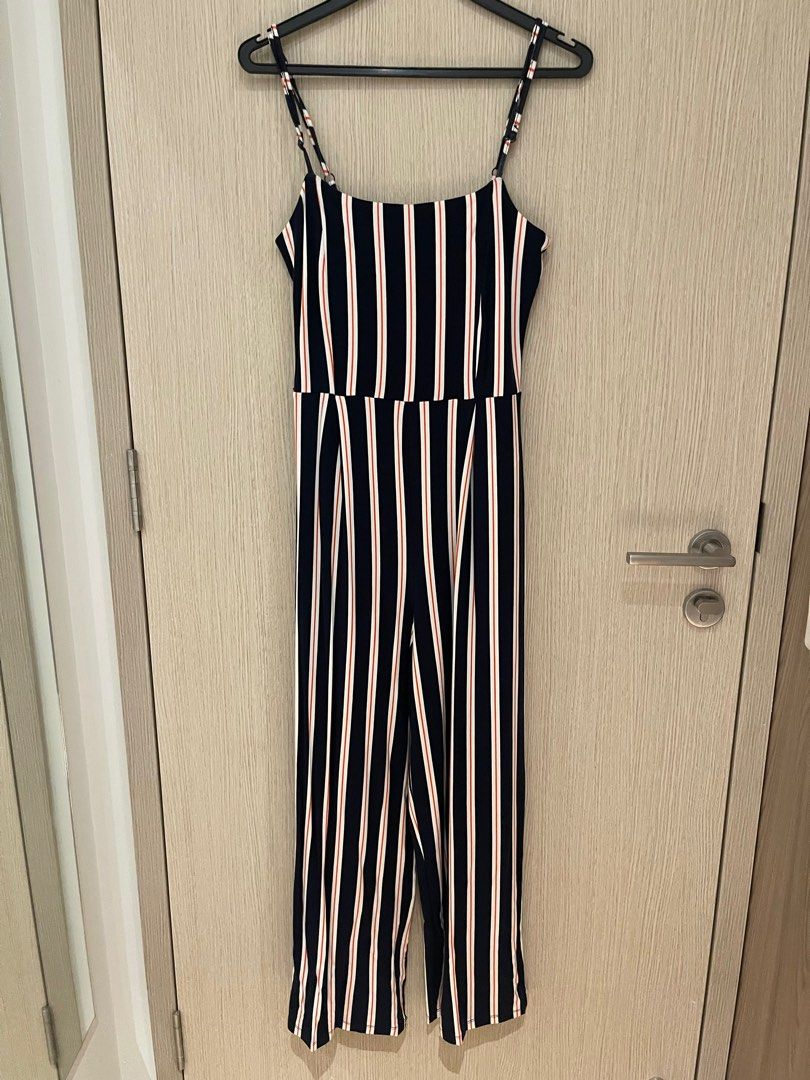 Pull and bear striped jumpsuit shop