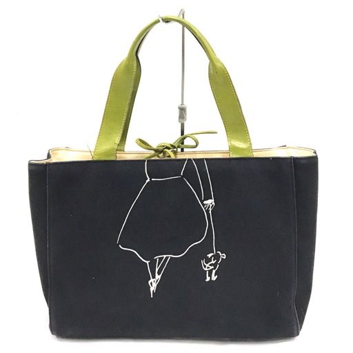 Rare] Kate Spade Bag Canvas and Leather Dog motif Women's