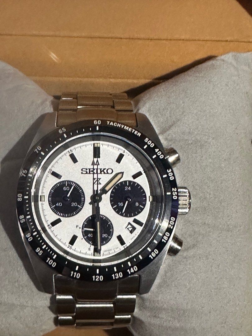 Seiko Prospex Panda Speedtimer (Category: Luxury Watches) located in Taguig. Submitted by oliver_cruz23 (Listing ID 1331799537, Image 3). Description: For Sale only Seiko Prospex SBDL085 Speedtimer Panda 39mm case size Bought in Japan Complete with double box manual JDM Used once good as new Srp 36,000 Selling for 26,000 Taguig BGC location Buyer shoulders lalamove fee Can be shipped via lbc.