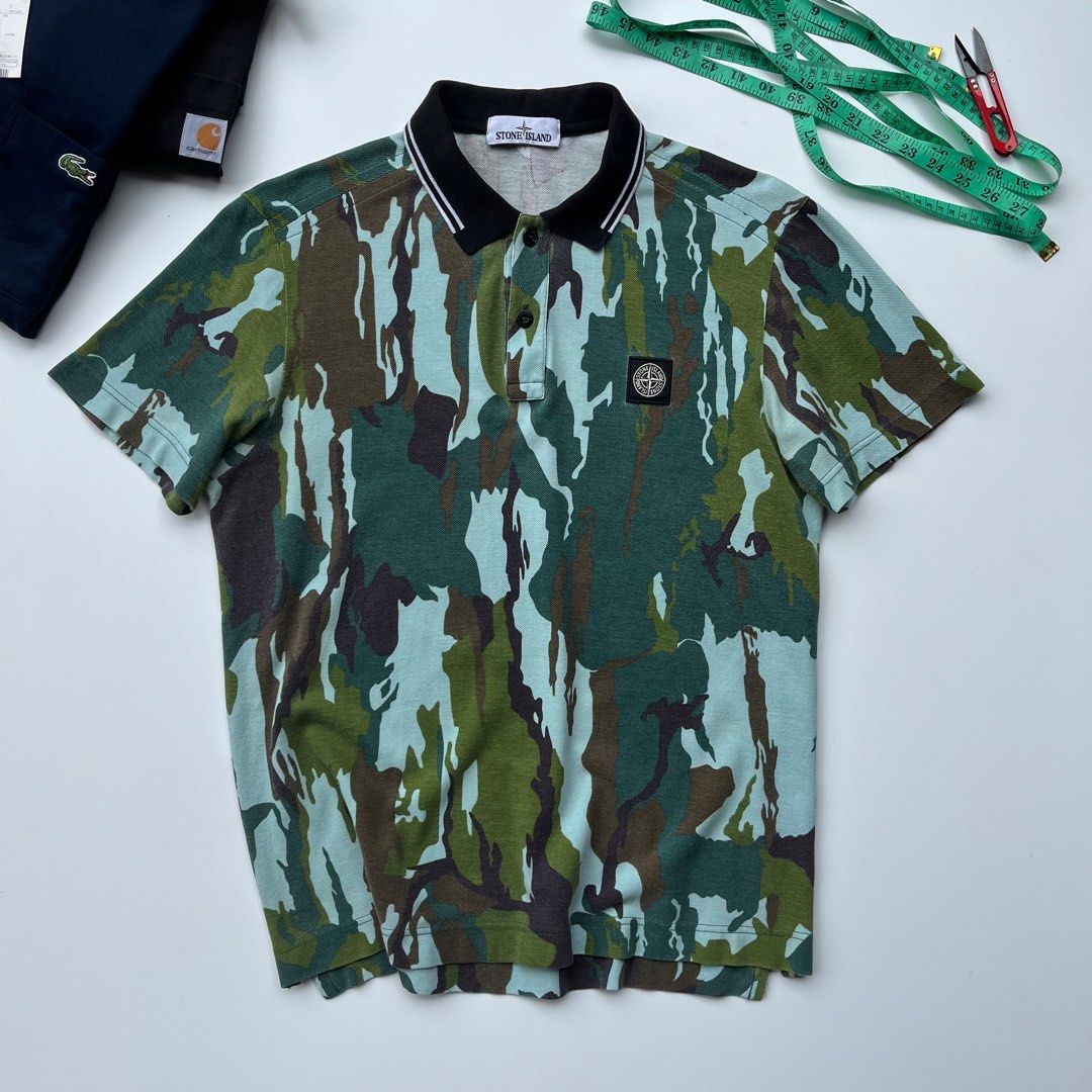 Stone island camo polo cheap