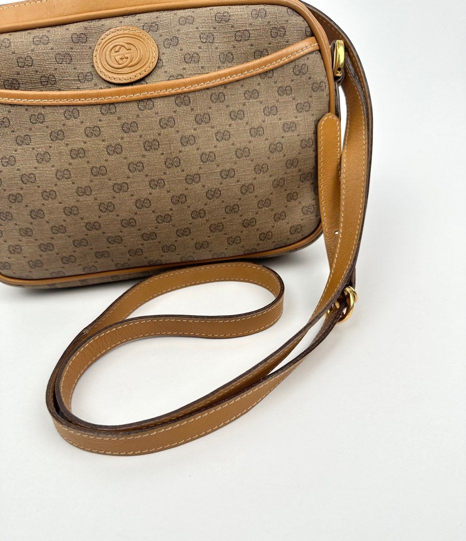 Vintage Gucci Micro GG Logo Crossbody Bag PVC Leather