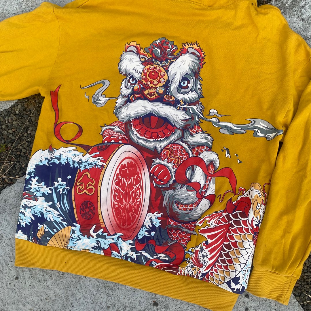 Yellow japanese hoodie top