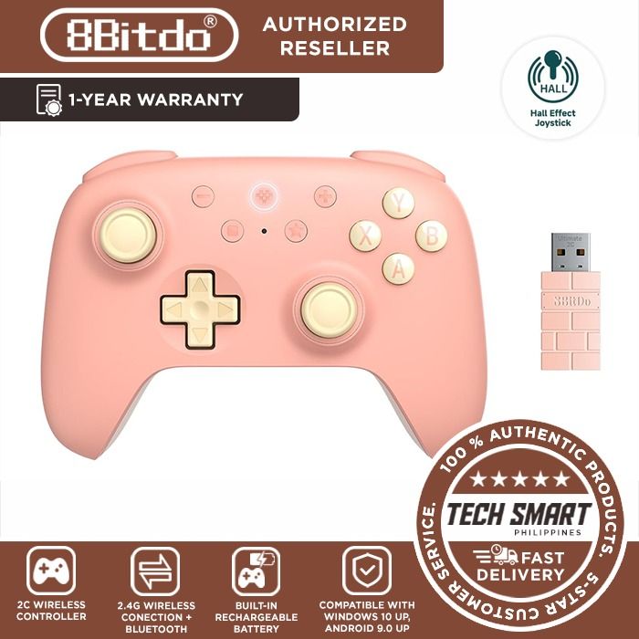 8Bitdo Ultimate 2C Wireless Controller for Windows PC and Android, Hall Effect Joysticks / Triggers, and Remappable Bumpers (Category: Controllers) located in Las Pinas. Submitted by techsmartph (Listing ID 1239432369, Image 2). Description: Available in Transparent Black, Peach, Mint, Green, Purple, * Compatible with Windows 10 and above, Android 9.0 and above. * 1000Hz Polling Rate (for 2.4G and wired connection) * Hall Effect joysticks and Hal