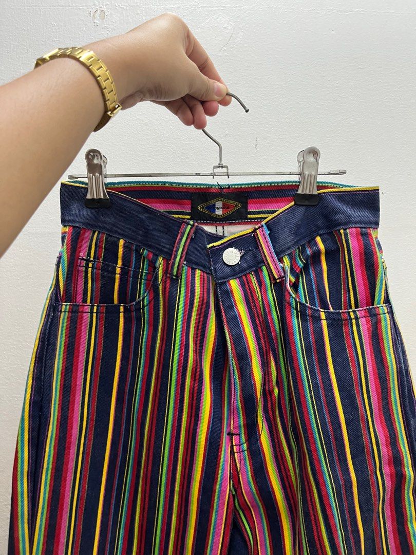 Vintage colorful striped jeans top