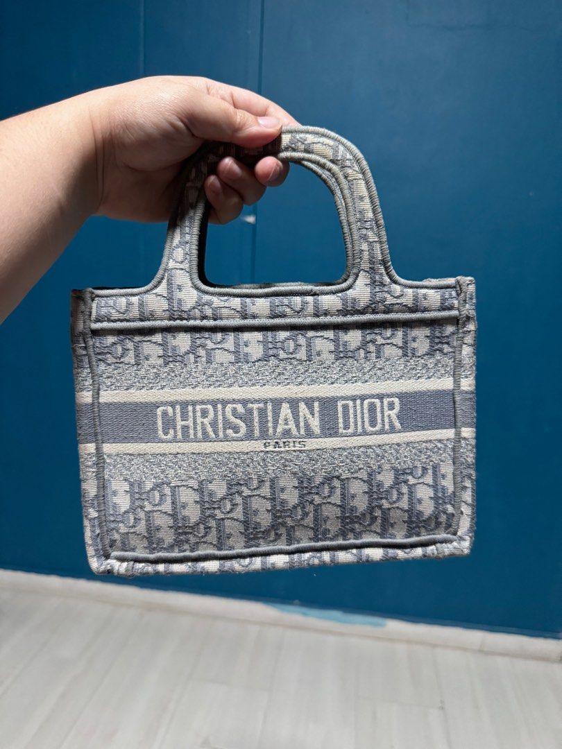 CD Mini Book Tote Grey Oblique