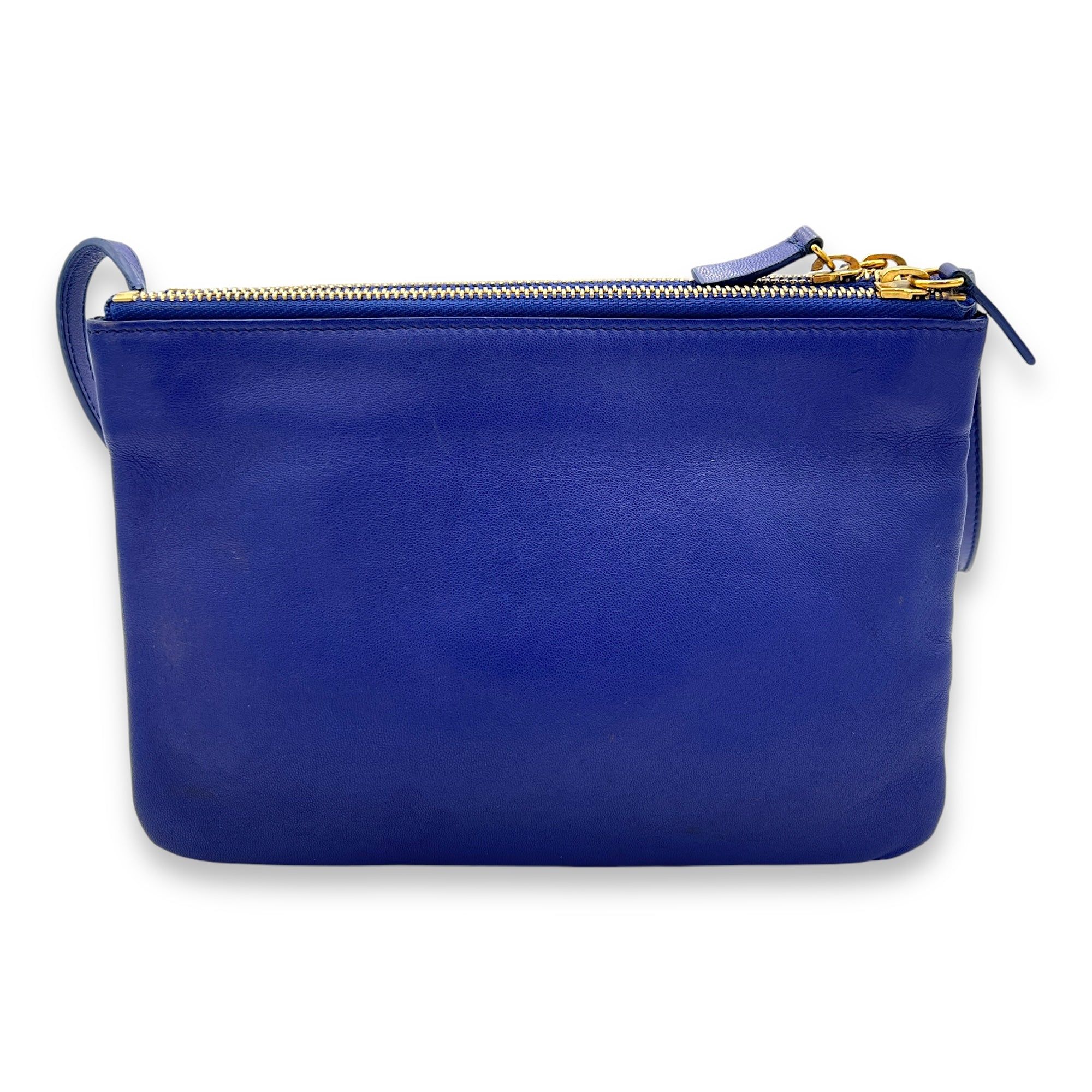 Celine Trio Small Blue Crossbody Bag in Lambskin Gold hardware Luxury Bags Wallets on Carousell