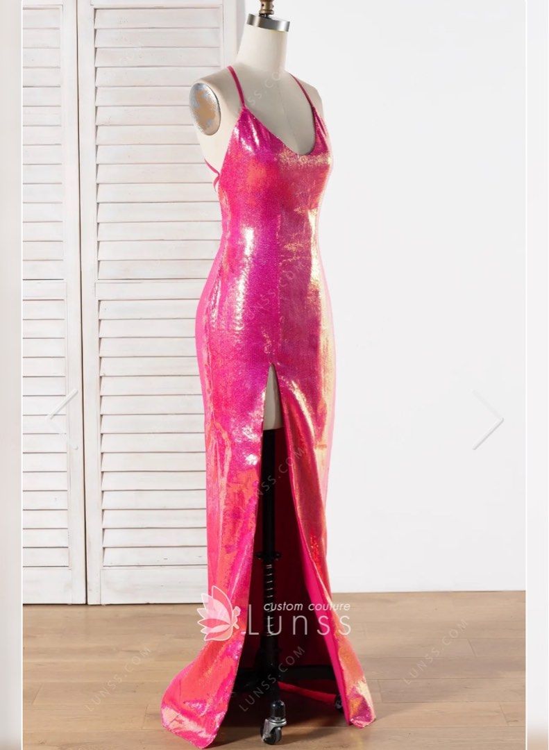 barbie pink homecoming dress Barbie Pink Sequin One-Shoulder Backless Short Homecoming Dress – Modsele main image 1