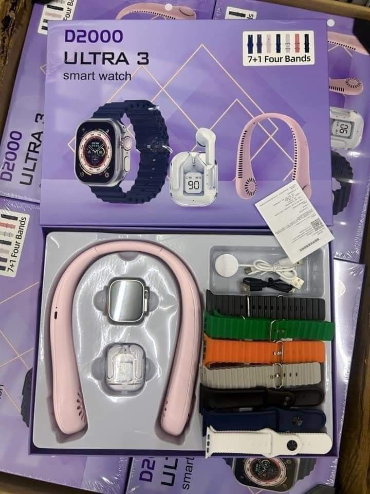D2000 Ultra 3 (Category: Women's Watches) located in Manila. Submitted by onlineshopmate (Listing ID 1331973739, Image 2). Description: ✨D2000 ultra3 BIG 2.02 infinite display 7+1 four bands Latest version Andriod IOs screen size -49MM Connect s Bluetooth : App name: Code: ofitpro Charging Method : Wireless Charging Heartrate, blood pressure running, calculator Alarm stopwatch Phone BP sleep game calendar.