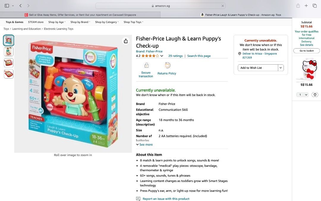 Fisher Price 18 36 Months Laugh Learn Puppy Check Up Hobbies Toys Toys Games on Carousell