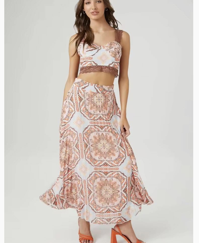 Forever 21 Boho Crop Top and Maxi Skirt Coordinate Women s Fashion Dresses Sets Sets or Coordinates on Carousell