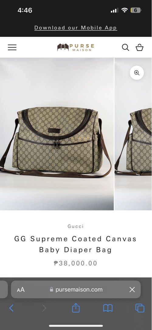 Gucci Diaper bag (Category: Luxury Bags & Wallets) located in Bacolod City. Submitted by novymae23 (Listing ID 1332006199, Image 1). Description: 100% original excellent condition.