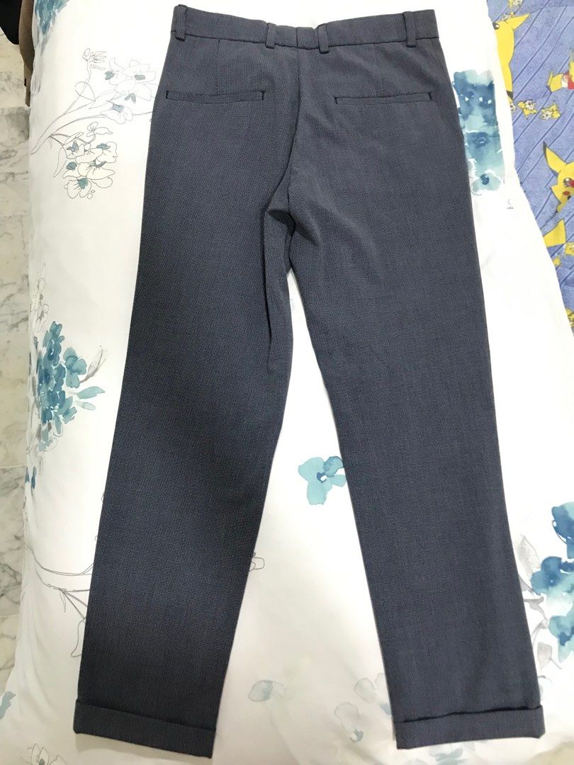 H&M Mens skinny fit navy colour cropped pants, Men's Fashion