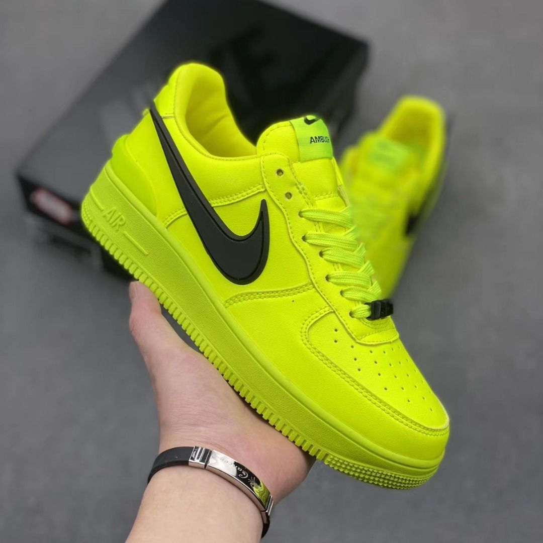 Nike Air Force 1 AF1 AJ Size 36 47 Original AMBUSH Air Force One Black Fluorescent Green Big Hook Campus Casual Sports Couple Shoes