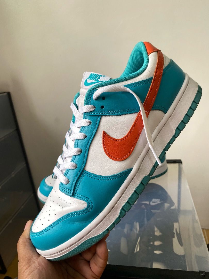 Nike Miami Dolphins Dunk Low (Category: Sneakers) located in Caloocan City. Submitted by jpmm031402 (Listing ID 1331988871, Image 1). Description: Size 10 4,500 With box Condition: 9.5/10.