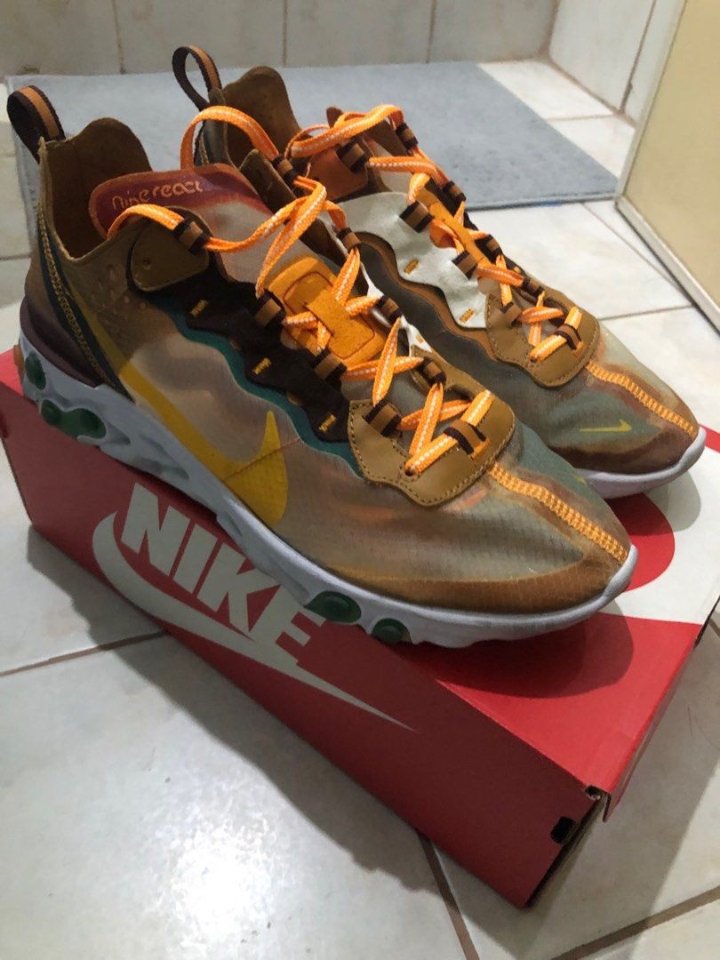 Nike React Element 87 Ivory Orange Mens US 9 Womens US 10.5 Men s Fashion Footwear Sneakers on Carousell