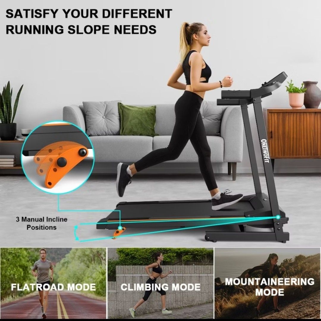 OneTwoFit Foldable Treadmill Sports Equipment Exercise Fitness Cardio Fitness Machines on Carousell