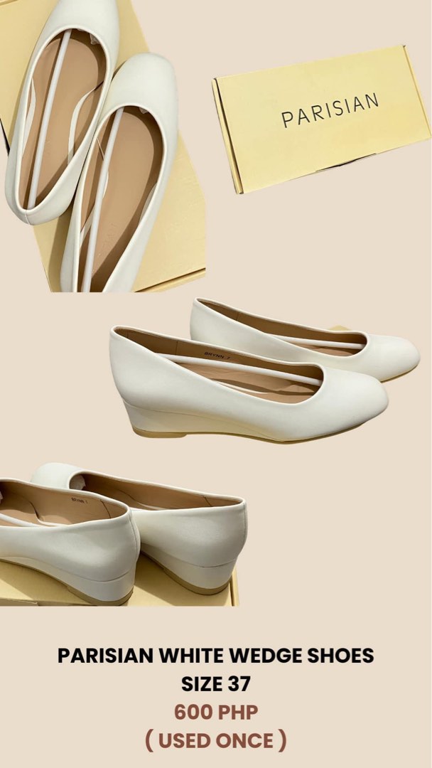 PARISIAN WHITE WEDGE SHOES, Women's Fashion, Footwear, Wedges on Carousell
