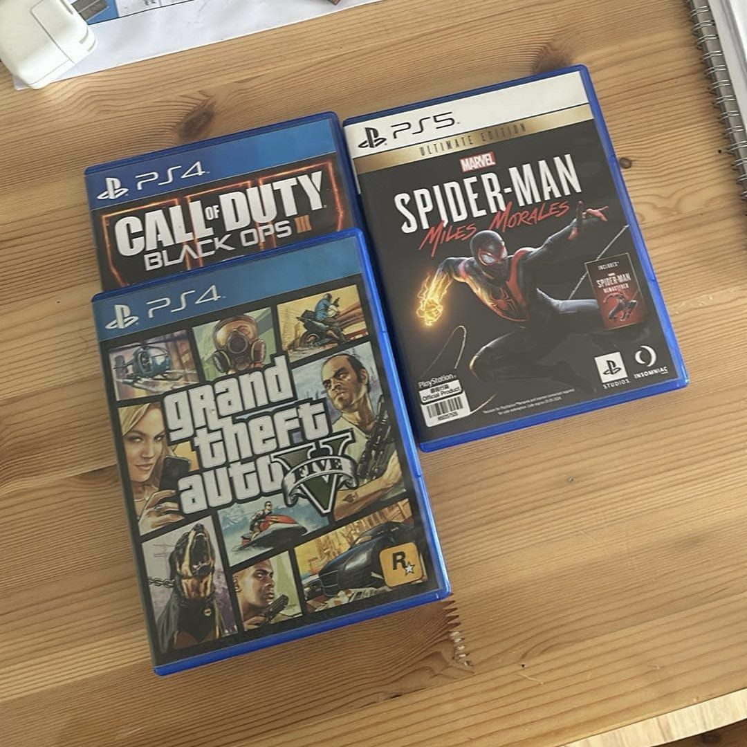 PS4/PS5 Games (Category: PlayStation) located in Bulacan. Submitted by 10910255 (Listing ID 1331974929, Image 1). Description: ・PS4 CALL OF DUTY BLACK OPS III ₱650 ・PS4 Grand Theft Auto V ₱850 ・PS5 Marvel Spider - Man Miles Morales ₱2,000 Take All for 2,500 or just send an offer RFS: Hindi na ginagamit MOD: Grab/Lalamove/Angkas❗️basta same day delivery lang po.