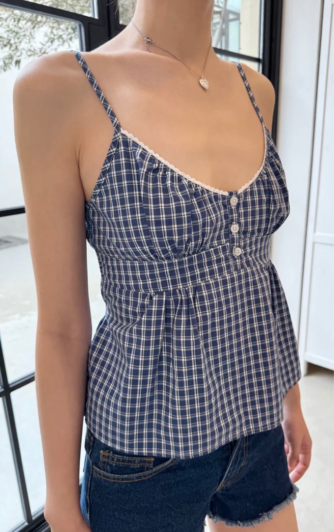 ASHLEY RUFFLE TANK in GINGHAM