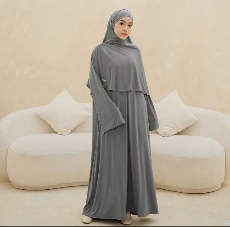 Wm One Set Loose Hawa Abaya 2in1 Bergo Hijab Included Women s Fashion Muslimah Fashion Kaftans Jubahs on Carousell