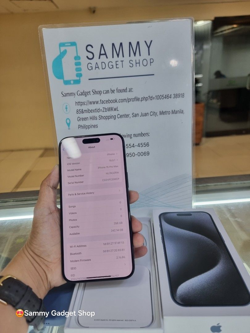15promax 256 Preloved (Category: iPhone 15 Series) located in Quezon City. Submitted by ronalynac40976 (Listing ID 1332179103, Image 2). Description: Iphone 15promax factory unlock 100% batteri health Parts service in apple/Genuine good condition With 3uTools Makinis Pakibasa po at tingnan ang post kaya medu mabab po ang price Pick up store in greenhills shopping center We accept swap creditcard We accept ggives & spaylater Dm or call for fast tr