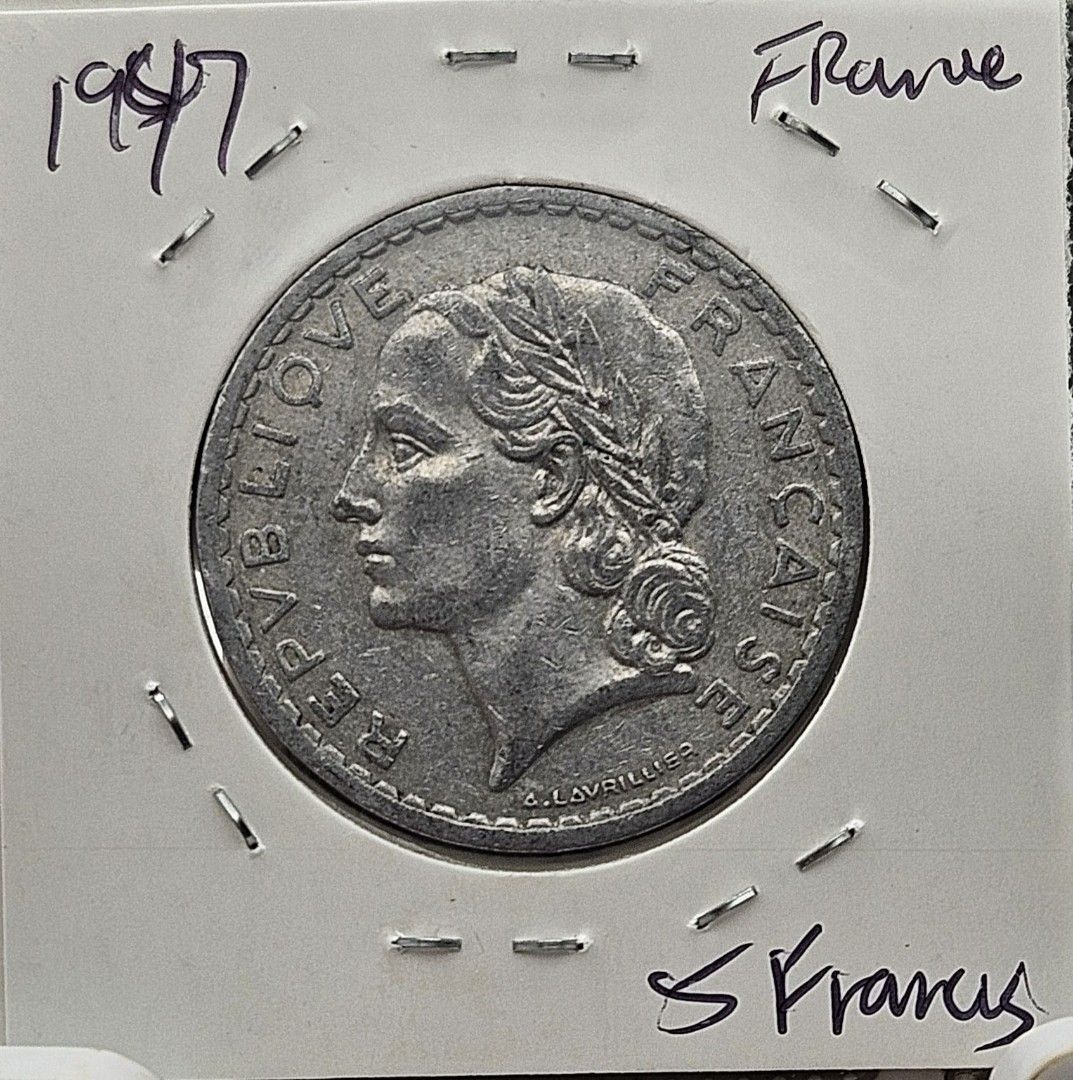 1949年法國5法郎/Circulation coins, 興趣及遊戲, 收藏品及紀念品, 錢幣- Carousell