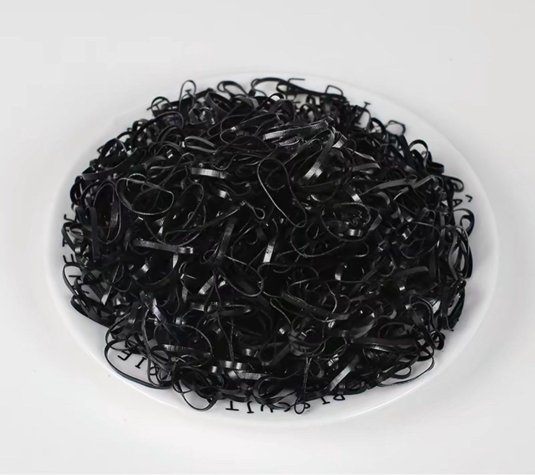 $5/200條包平郵」黑色橡筋橡皮圈扎頭髮編髮髮圈, 女裝, 手錶及配件, 髮飾- Carousell