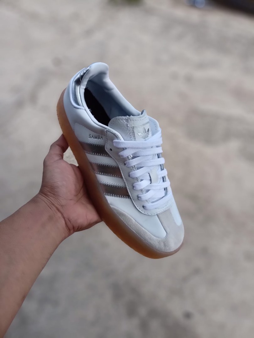 Adidas Sambae White Silver Fesyen Wanita Sepatu di Carousell