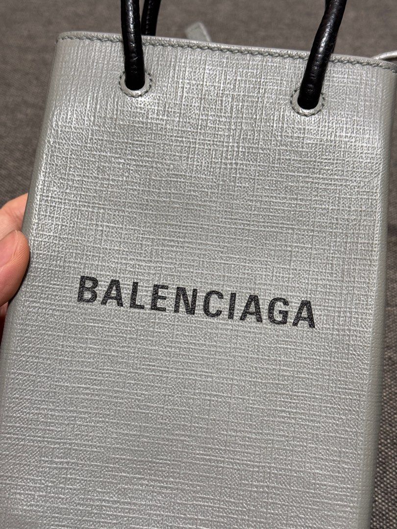 BALENCIAGA Mini Shopping Bag グレー BALENCIAGA MINI SHOPPING BAG GREY, 名牌, 手袋及銀包- Carousell
