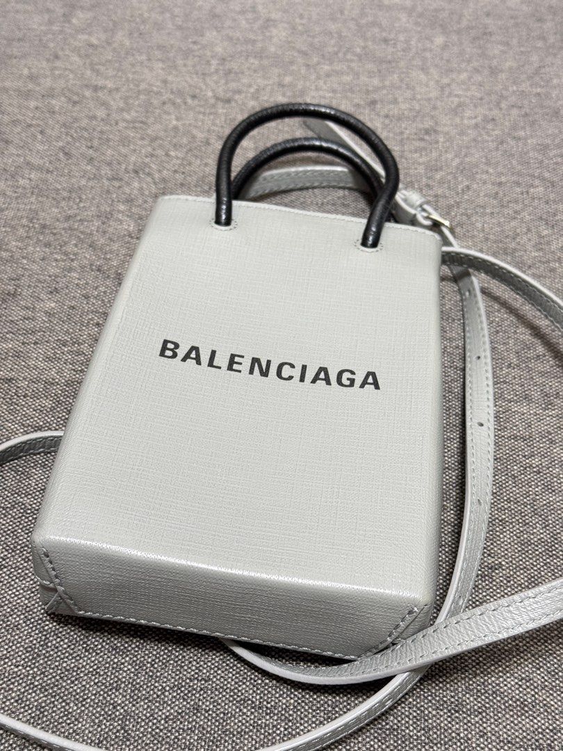 BALENCIAGA Mini Shopping Bag グレー BALENCIAGA MINI SHOPPING BAG GREY, 名牌, 手袋及銀包- Carousell