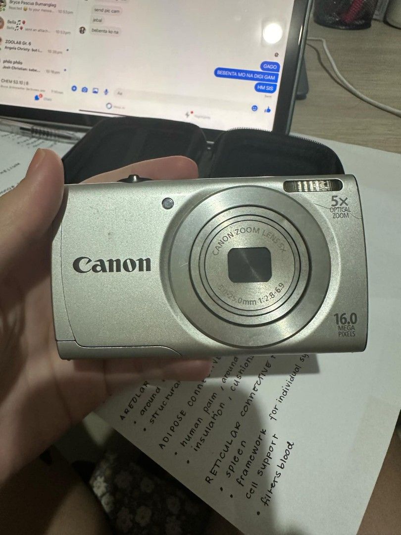 Canon PowerShot A2500 HD (Category: Cameras) located in Santiago. Submitted by cescascans (Listing ID 1332113956, Image 2). Description: selling a recently bought digicam - all buttons functioning - comes with battery and case only rfs: - switching to film cams - seller failed to honestly identify the flaw in the camera honest flaws: - few scratches (pretty good for a secondhand cam!) - screen dust that affects outputs (upper left-landscape) but 