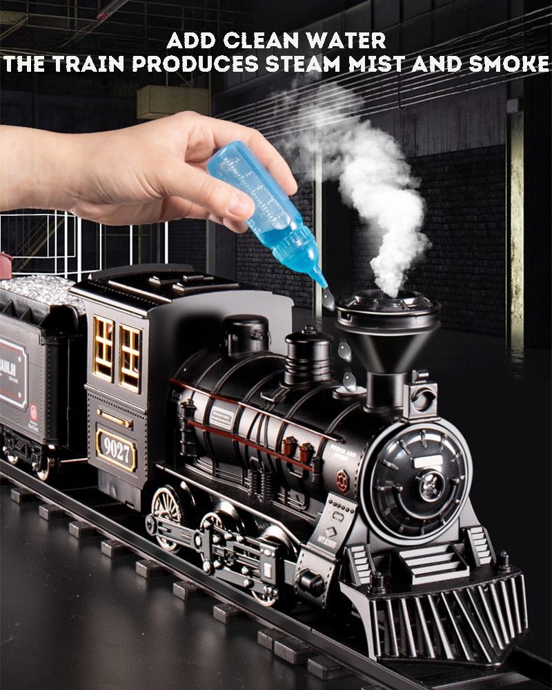 Electric Train Track Steam Spray Simulated Classical Railway Train Set ...