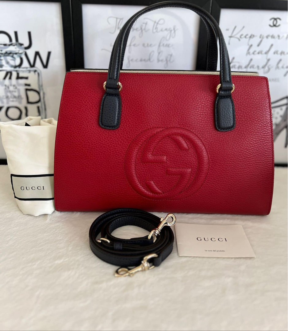 Gucci leather top handle bag sales