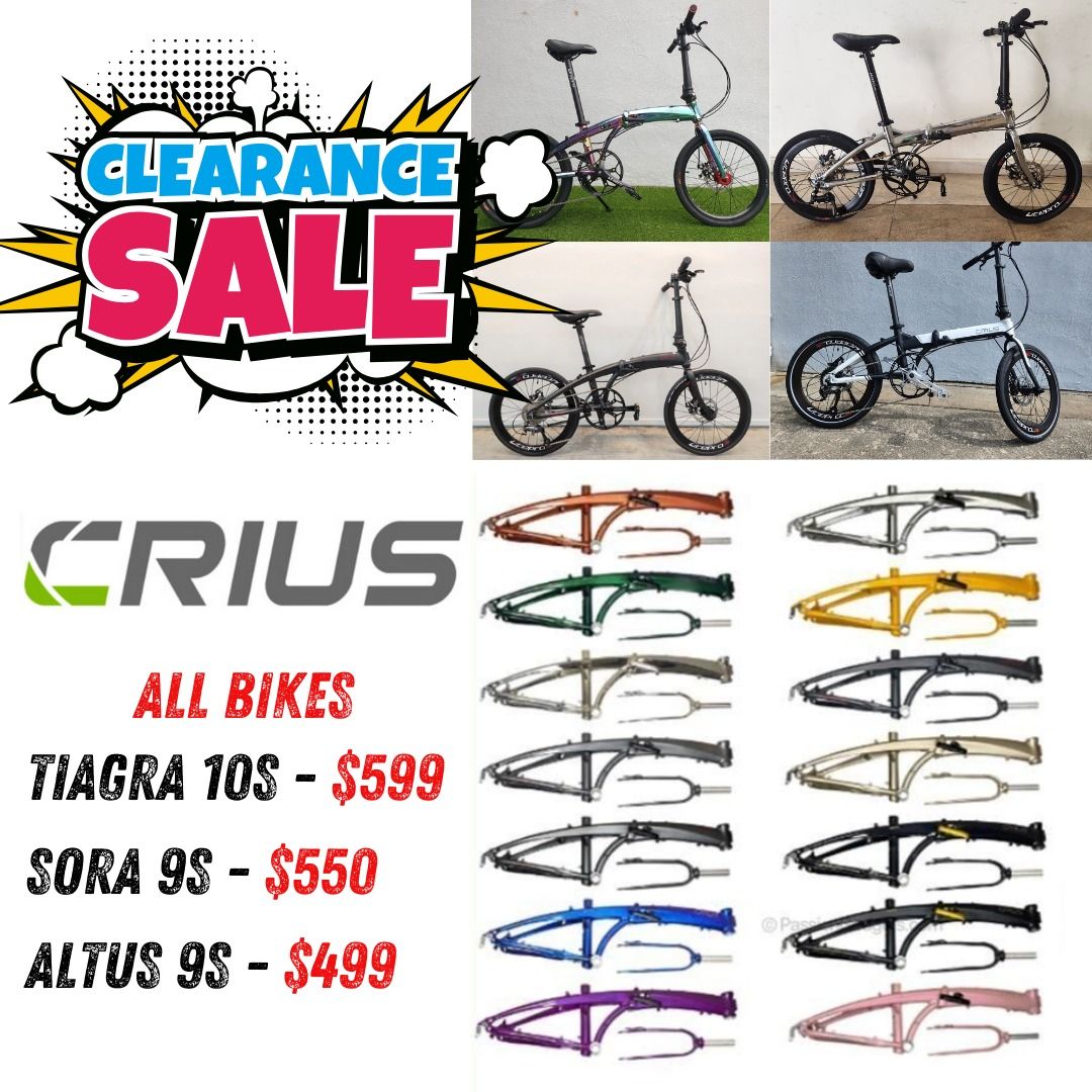 Huge sale Crius foldable Bike Brand new Huge sale sora tiagra altus Sports Equipment Bicycles Parts Bicycles on Carousell