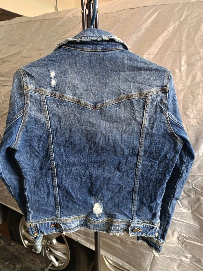 Sparkly Trucker Jacket Zara Shimmer Denim Jacket Women's Fashion