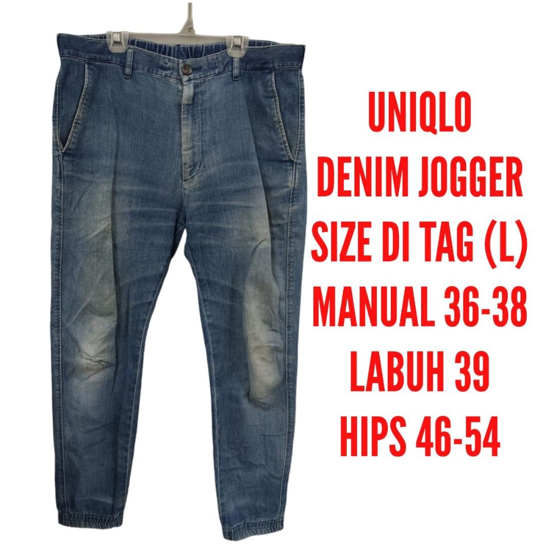 Men s Uniqlo Jogger Denim Size 36 38 Men s Fashion Bottoms Joggers on Carousell