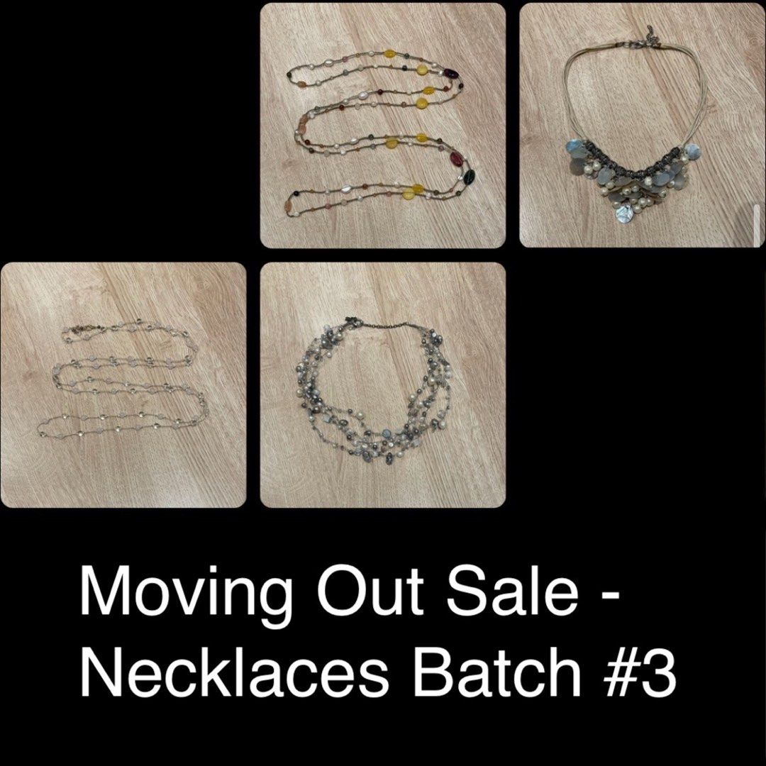 Moving Out Sale - Necklaces batch 3 (Category: Other Accessories) located in Muntinlupa City. Submitted by a.declutterer (Listing ID 1332232148, Image 1). Description: 1. P 150 2. P 200 3. P 150 4. P 150 [SOLD].